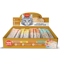 Wanpy - Wanpy Karışık 4 Lezzetli Krema Kedi Ödülü 100x14 Gr 