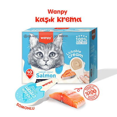 Wanpy Somonlu Kaşık Krema Kedi Ödül Maması 10x16 Gr 