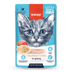 Wanpy - Wanpy Stew Sos İçinde Somon ve Ton Balıklı Yavru Kedi Konservesi 70 Gr 