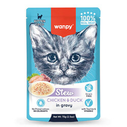 Wanpy - Wanpy Stew Sos İçinde Tavuk ve Ördekli Yavru Kedi Konservesi 70 Gr 