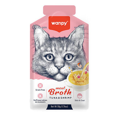 Wanpy Ton Balıklı ve Karidesli Tahılsız Kedi Çorbası 50 Gr 