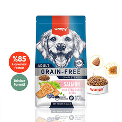 Wanpy - Wanpy With Oven Baked Bites Somonlu Tahılsız Yetişkin Köpek Maması 1,5 Kg 