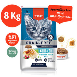 Wanpy - Wanpy With Oven Baked Bites Tavuklu Tahılsız Yavru Kedi Maması 8 Kg 