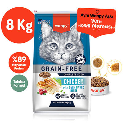 Wanpy With Oven Baked Bites Tavuklu Tahılsız Yetişkin Kedi Maması 8 Kg 