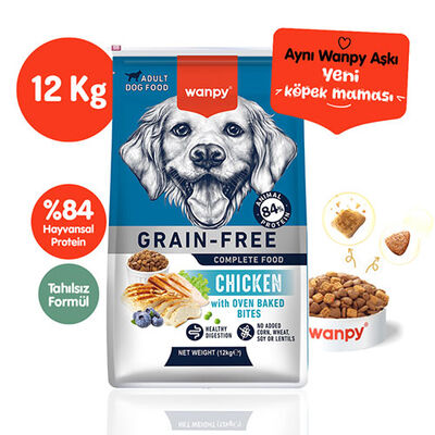 Wanpy With Oven Baked Bites Tavuklu Tahılsız Yetişkin Köpek Maması12 Kg 