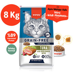 Wanpy - Wanpy With Oven Baked Bites Ton Balıklı Tahılsız Yetişkin Kedi Maması 8 Kg 