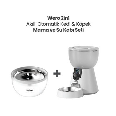 Wero 2in1 Kameralı, Wi-Fi Destekli Akıllı Otomatik Kedi & Köpek Mama ve Su Kabı Seti 