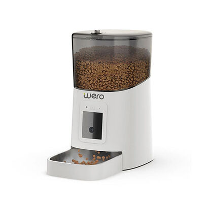 Wero Akıllı Kedi Köpek Mama Kabı Pro 1080p Ayarlanabilir Kamera Wifi Kontrol Pet Feeder Metal Kase Beyaz 6 Lt 