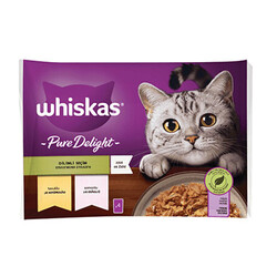 Whiskas - Whiskas Pouch Pure Delight Jöle İçinde Tavuklu ve Somonlu Yetişkin Kedi Konservesi 4x85 Gr 