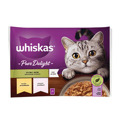 Whiskas - Whiskas Pouch Pure Delight Jöle İçinde Tavuklu ve Somonlu Yetişkin Kedi Konservesi 4x85 Gr 