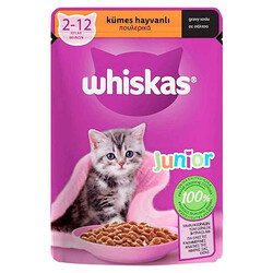 Whiskas - Whiskas Pouch Sos İçinde Kümes Hayvanlı Yavru Kedi Konservesi 12 Adet 85 Gr 