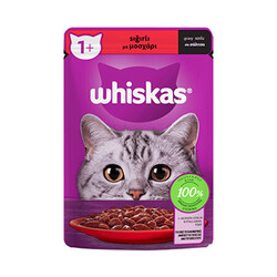 Whiskas - Whiskas Pouch Sos İçinde Sığır Etli Yetişkin Kedi Konservesi 12 Adet 85 Gr 