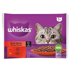 Whiskas - Whiskas Pouch Sos İçinde Sığırlı ve Tavuklu Yetişkin Kedi Konservesi 4 Adet 85 Gr 