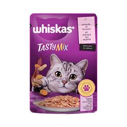 Whiskas - Whiskas Pouch Tastymix Sos İçinde Somonlu ve Havuçlu Yetişkin Kedi Konservesi 12 Adet 85 Gr 